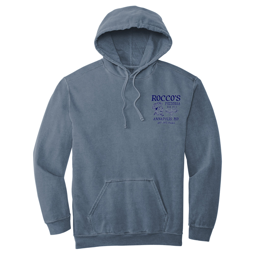 Rocco's Embroidered Comfort Colors Hooded Sweatshirt (Blue)