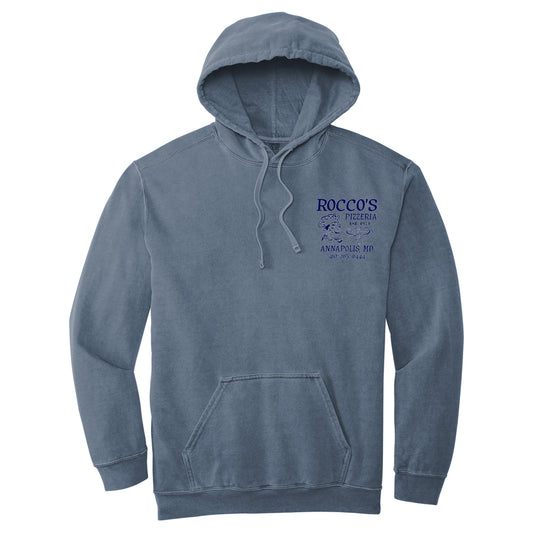 Rocco's Embroidered Comfort Colors Hooded Sweatshirt (Blue)